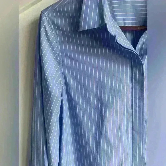 Aritzia Babaton Blue White stripes Carleton Poplin Shirt Dress Tunic size M - Picture 12 of 13